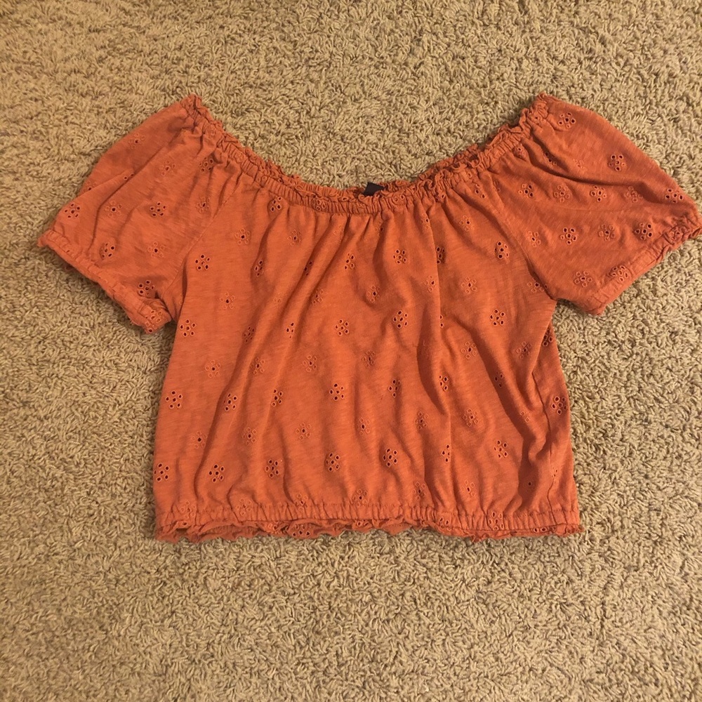 Orange American Eagle off the shoulder Crop Top